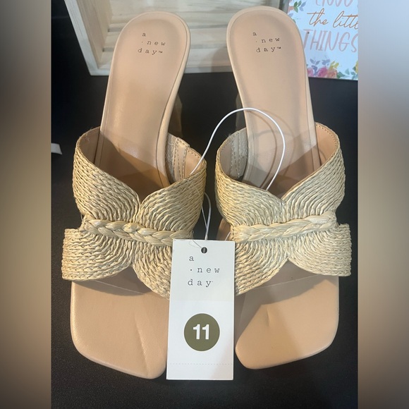 a new day Shoes - Women's Woven Beige Square Toe Mule Shoe- A New Day size 11